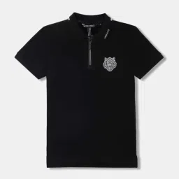 Antony Morato Kids Black Cotton Logo Polo T-Shirt-image-27
