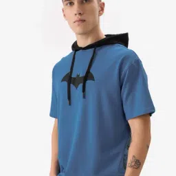 The Souled Store Blue Loose Fit Printed Hooded T-Shirt-picture-17
