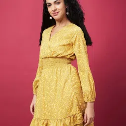Globus Yellow Polka Dot Print A Line Dress image 3