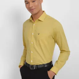 Allen Solly Yellow Cotton Slim Fit Checks Shirt image 3