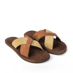 planet paaduks Paaduks Men's Ben Luxe Brown Cross Strap Sandals image 3