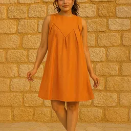 dhaaga Women Round Neck Sleeveless A-Line Dress-picture-27