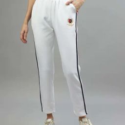 Iconic White Plain Track Pants-picture-29