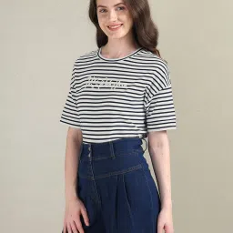 U.S. Polo Assn. White & Black Cotton Striped T-Shirt image 3