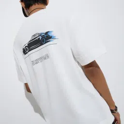 nuon men Nuon by Westside White Text Detailed Relaxed-Fit Cotton T-Shirt image 2