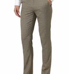 Van Heusen Brown Slim Fit Checks Trousers image 3