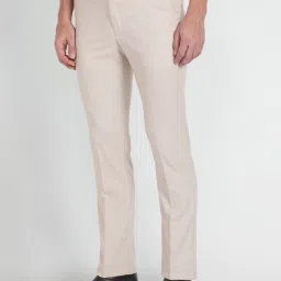 Arrow Beige Slim Fit Texture Trousers image 3