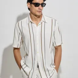Ascot by Westside Off-White Stripe Pattern Relaxed-Fit Shirt-image-25