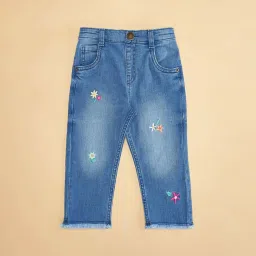 Pantaloons Baby Kids Blue Embroidered Jeans image 3