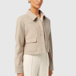 Forever New Soft Oatmeal Marle Blended Regular fitShacket image 3