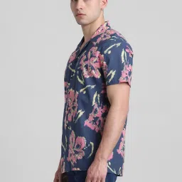 Jack & Jones Blue Indigo Cotton Regular Fit Printed Shirt image 3