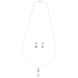 Sri Jagdamba Pearls Adora 925 Silver Pendant Set image 3