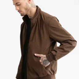 showoffff Showoff Brown Slim Fit Self Pattern Jacket image 3