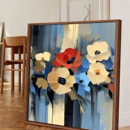 Art Street Blue Large Framed Floral Canvas Painting-picture-30