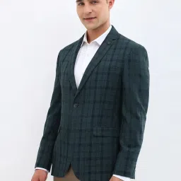 Allen Solly Green Slim Fit Checks Blazer image 3