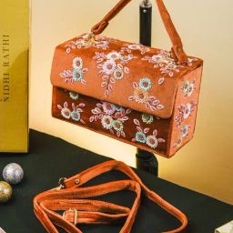 NR by Nidhi Rathi Tan Suede Embellished Clutch-picture-18