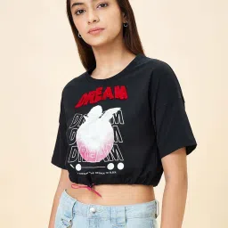 Coolsters by Pantaloons Girls Jet Black Character Based T-Shirts image 3