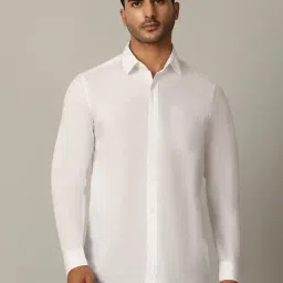 JadeBlue White Cotton Slim Fit Solid Shirt-image-29