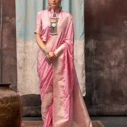 Vardha Baby Pink Woven Saree With Unstitched Blouse-picture-46