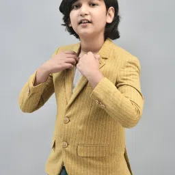 Crimsoune Club Kids Mustard Striped Full Sleeves Blazer image 3