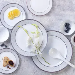Larah by Borosil White Opalware Floral Dinner Set image 3