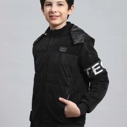 Monte Carlo Kids Black Printed Full Sleeves Jacket image 3