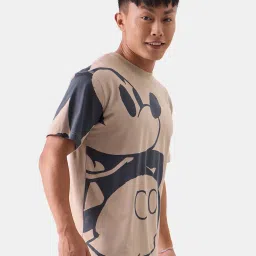 The Souled Store Beige Regular Fit Printed Disney: Happy Mickey T-Shirt image 3