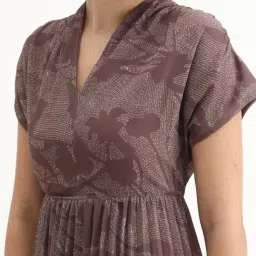 RAREISM Brown Flared Fit Printed Dress image 5