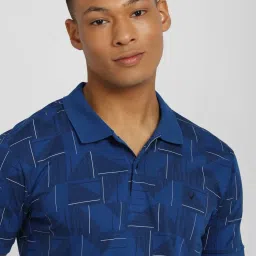 Allen Solly Blue Cotton Regular Fit Printed Polo T-Shirt image 3