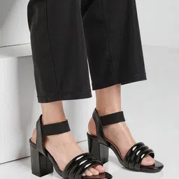 Kneetoes Women Soft Cushioned Black Ankle-Strap Heels-picture-25