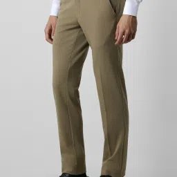 Van Heusen Brown Slim Fit Textured Trousers image 3
