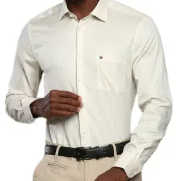 Tommy Hilfiger Beige Cotton Regular Fit Shirt-image-55