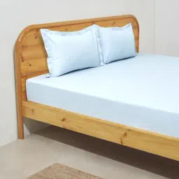 Westside Home Light Blue Double Bed Fitted Sheet and Pillowcover Set-image-35