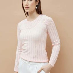 Code By Lifestyle Pink Regular Fit Self Pattern Top-picture-47