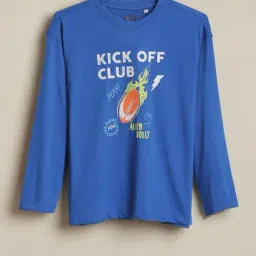 Allen Solly Boys Blue Cotton Regular Fit Graphic Print T-Shirt-picture-40