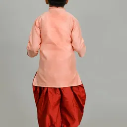 NFC CREATION Boys Ethnic Motifs Embroidered Regular Thread Work Dupion Silk Kurta with Patiala image 4