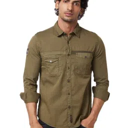Spykar Green Cotton Regular Fit Shirt-image-56