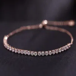 OOMPH Rose-Gold Tone Delicate Cubic Zirconia Office-Wear Fashion Bracelet for Women - Set of 2-image-46