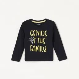 Juniors by Lifestyle Navy Cotton Printed Full Sleeves T-Shirt-image-66