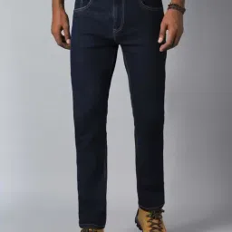 High Star Dark Blue Straight Fit Lightly Washed Jeans-image-7