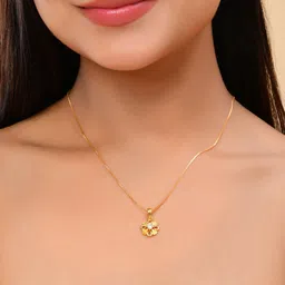 VOJ Gold Plated Heart Shaped AD Studded Pandent With Chain-picture-34