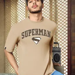 Bewakoof Warm Taupe Brown Heavy Duty 1.0 Official DC Merchandise Superman Print Relaxed Fit T-Shirt-picture-20