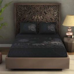 Spaces Rangana Digital Printed Grey 300 TC Cotton Double Bedsheet with 2 Pillow Covers-picture-41