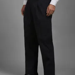 Louis Philippe Black Regular Fit Solid Trousers image 3