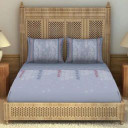Spaces Rangana Rotary Printed Grey 210 TC Cotton Double Bedsheet with 2 Pillow Covers-image-31