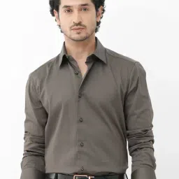 Rare Rabbit Olive Regular Fit Solid Shirt-picture-25