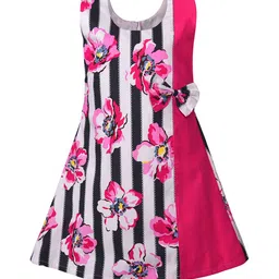 Wish Karo Girls Pink & White Printed A-Line Dress-picture-25