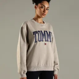 TOMMY HILFIGER Beige Logo Printed Regular Fit Sweatshirt image 3