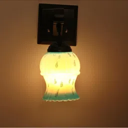 1ST TIME Blue & Black Textured Wood Contemporary Abstract Shaped Shaped Wall Lamp image 3