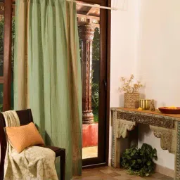 Peepul Tree Sage Teal Pure Cotton Marigold Collection Door Curtains - Set of 2-image-15